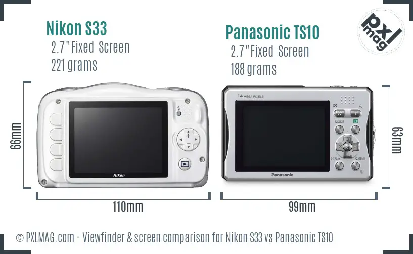 Nikon S33 vs Panasonic TS10 Screen and Viewfinder comparison Nikon S33 vs Panasonic TS10 Screen and Viewfinder comparison