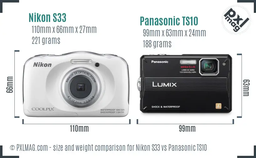 Nikon S33 vs Panasonic TS10 size comparison Nikon S33 vs Panasonic TS10 size comparison