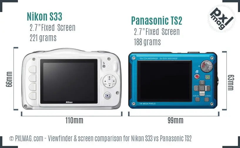 Nikon S33 vs Panasonic TS2 Screen and Viewfinder comparison