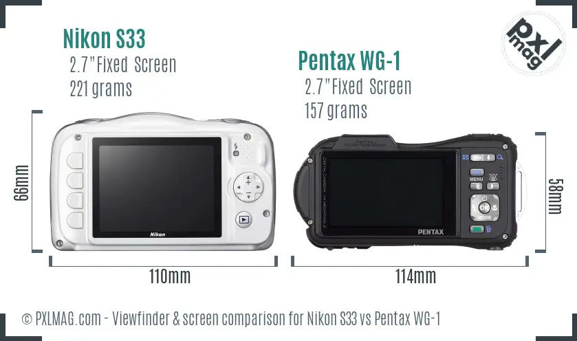 Nikon S33 vs Pentax WG-1 Screen and Viewfinder comparison