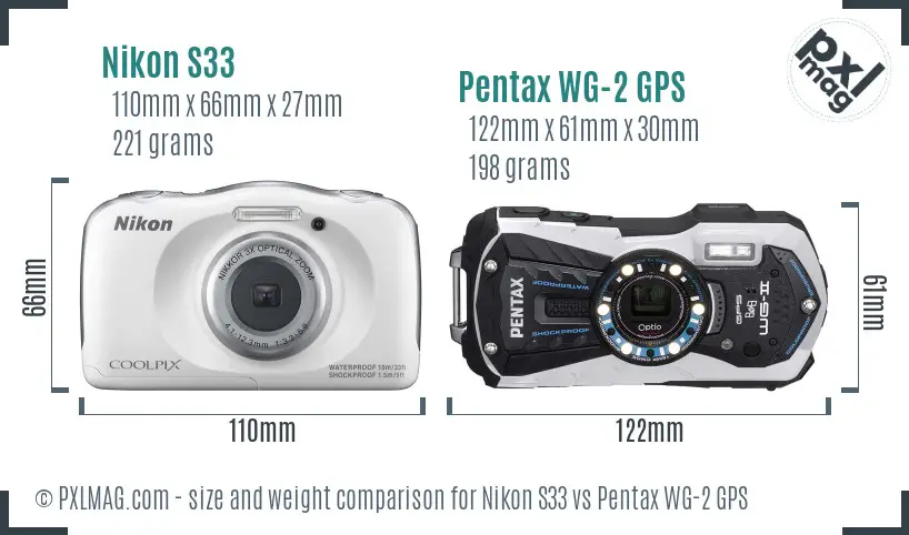 Nikon S33 vs Pentax WG-2 GPS size comparison