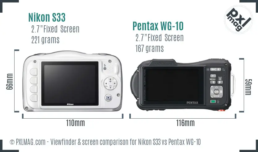 Nikon S33 vs Pentax WG-10 Screen and Viewfinder comparison