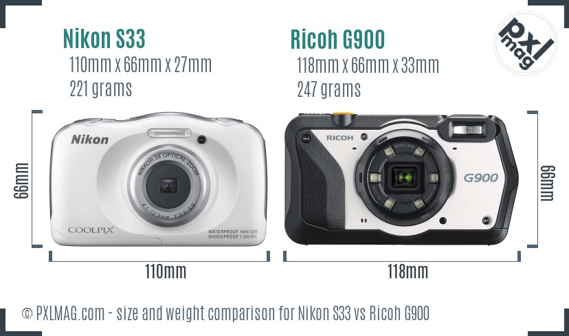 Nikon S33 vs Ricoh G900 size comparison Nikon S33 vs Ricoh G900 size comparison