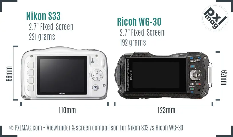 Nikon S33 vs Ricoh WG-30 Screen and Viewfinder comparison Nikon S33 vs Ricoh WG-30 Screen and Viewfinder comparison