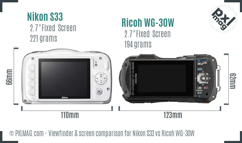 Nikon S33 vs Ricoh WG-30W Screen and Viewfinder comparison Nikon S33 vs Ricoh WG-30W Screen and Viewfinder comparison