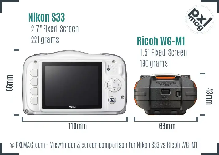 Nikon S33 vs Ricoh WG-M1 Screen and Viewfinder comparison Nikon S33 vs Ricoh WG-M1 Screen and Viewfinder comparison