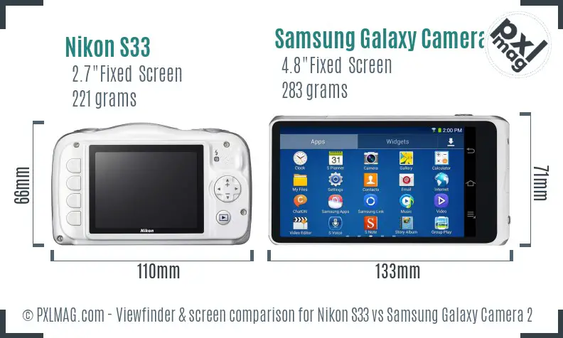 Nikon S33 vs Samsung Galaxy Camera 2 Screen and Viewfinder comparison