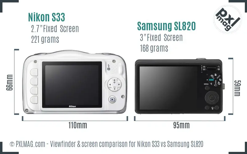 Nikon S33 vs Samsung SL820 Screen and Viewfinder comparison Nikon S33 vs Samsung SL820 Screen and Viewfinder comparison