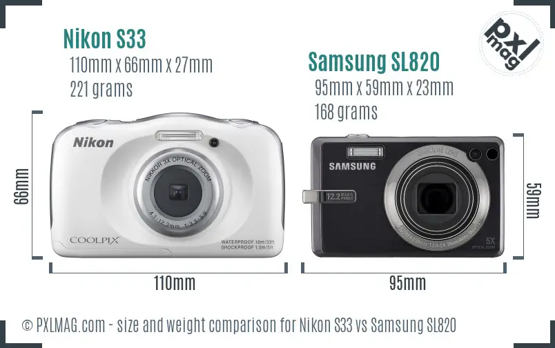 Nikon S33 vs Samsung SL820 size comparison Nikon S33 vs Samsung SL820 size comparison