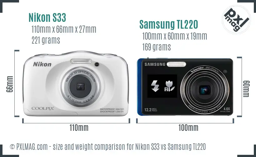 Nikon S33 vs Samsung TL220 size comparison