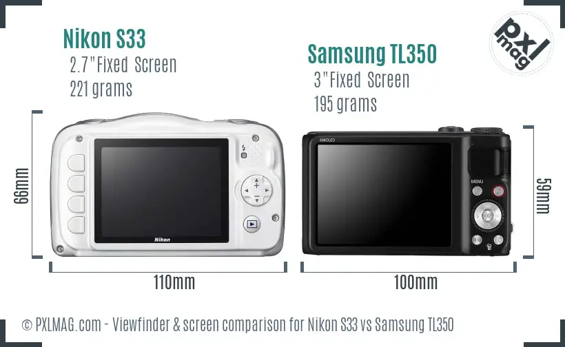 Nikon S33 vs Samsung TL350 Screen and Viewfinder comparison Nikon S33 vs Samsung TL350 Screen and Viewfinder comparison