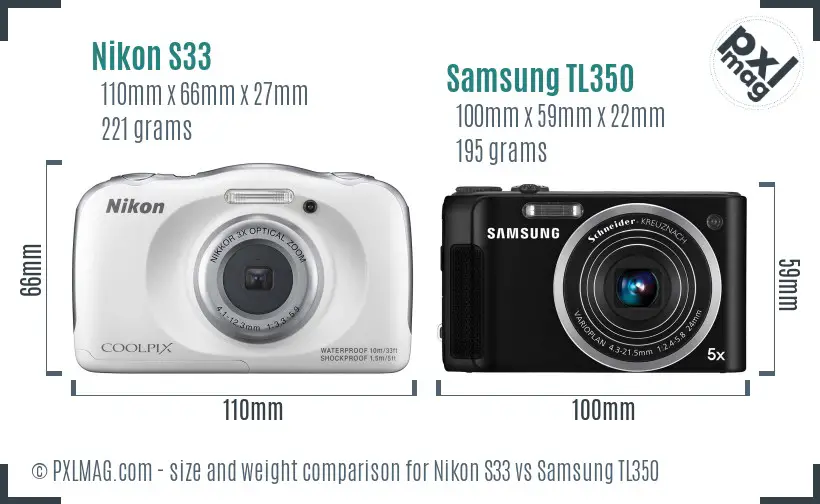 Nikon S33 vs Samsung TL350 size comparison Nikon S33 vs Samsung TL350 size comparison