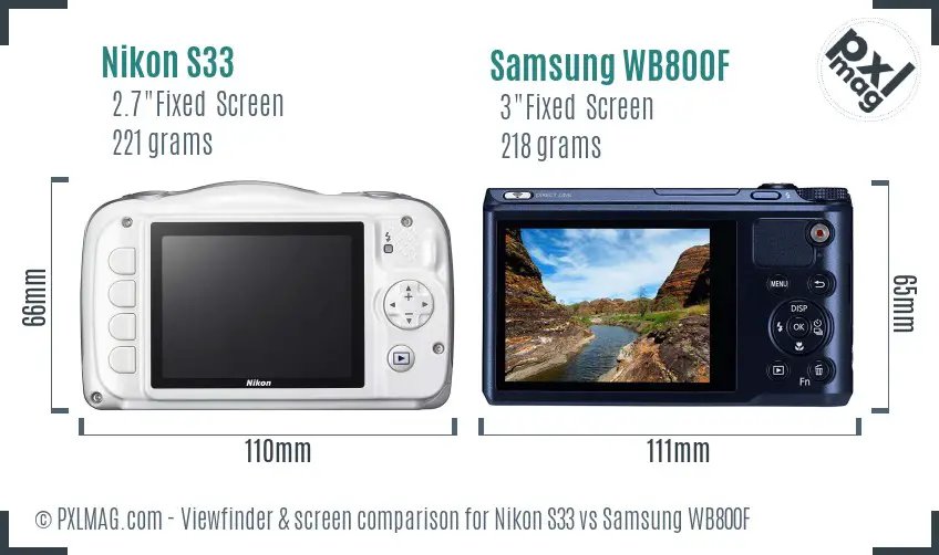 Nikon S33 vs Samsung WB800F Screen and Viewfinder comparison