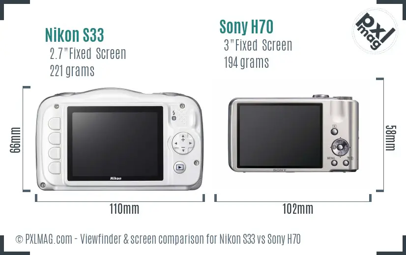 Nikon S33 vs Sony H70 Screen and Viewfinder comparison Nikon S33 vs Sony H70 Screen and Viewfinder comparison