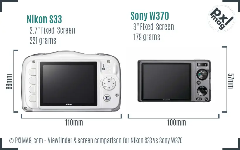 Nikon S33 vs Sony W370 Screen and Viewfinder comparison Nikon S33 vs Sony W370 Screen and Viewfinder comparison