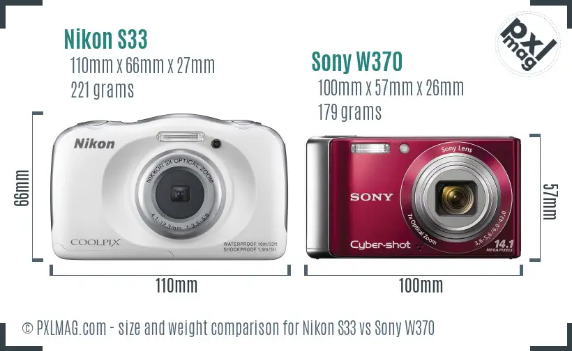 Nikon S33 vs Sony W370 size comparison Nikon S33 vs Sony W370 size comparison