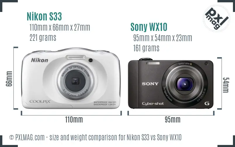 Nikon S33 vs Sony WX10 size comparison Nikon S33 vs Sony WX10 size comparison