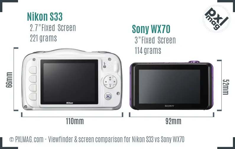 Nikon S33 vs Sony WX70 Screen and Viewfinder comparison Nikon S33 vs Sony WX70 Screen and Viewfinder comparison
