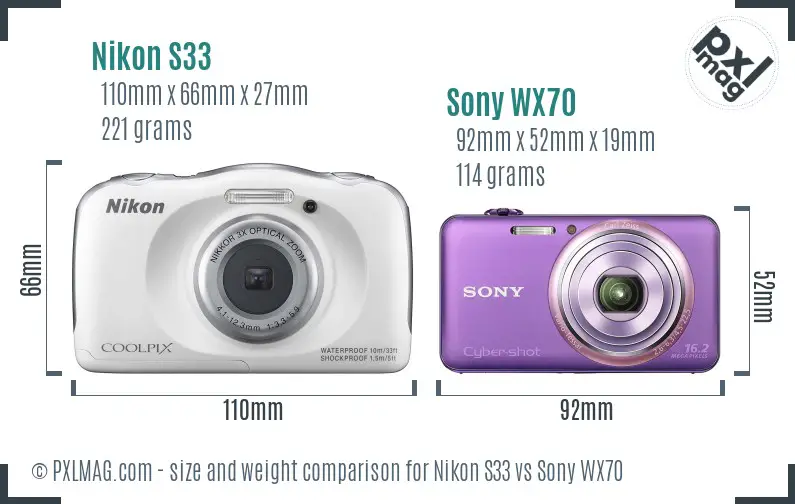 Nikon S33 vs Sony WX70 size comparison Nikon S33 vs Sony WX70 size comparison