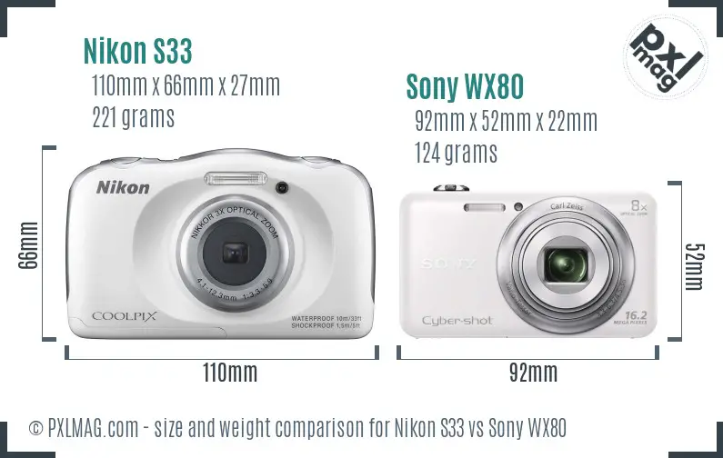 Nikon S33 vs Sony WX80 size comparison Nikon S33 vs Sony WX80 size comparison