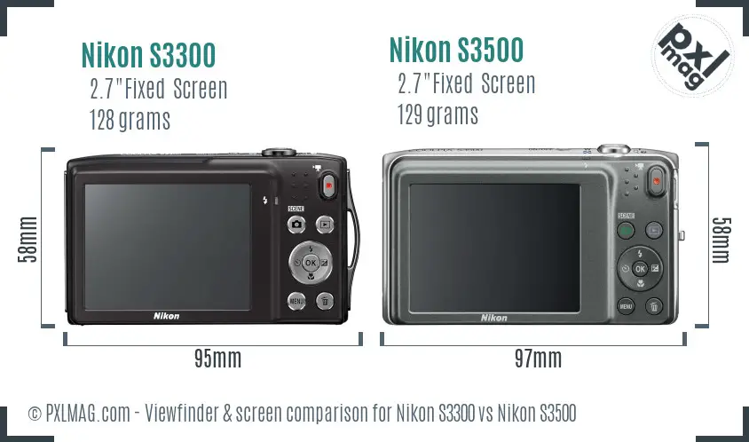 Nikon S3300 vs Nikon S3500 Screen and Viewfinder comparison