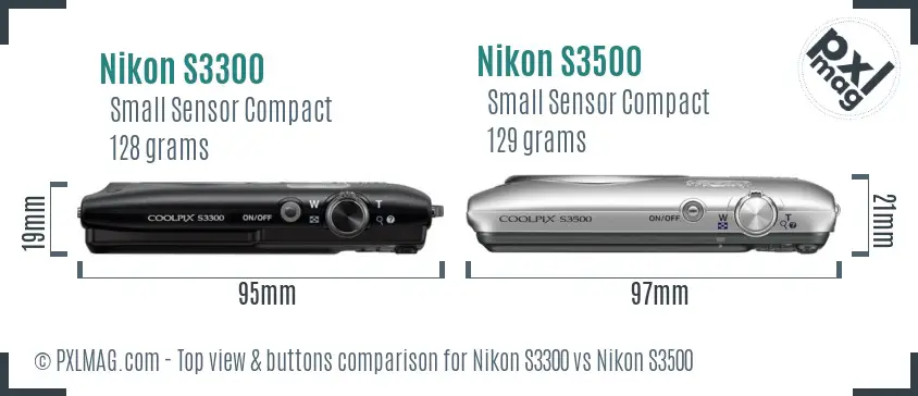 Nikon S3300 vs Nikon S3500 top view buttons comparison