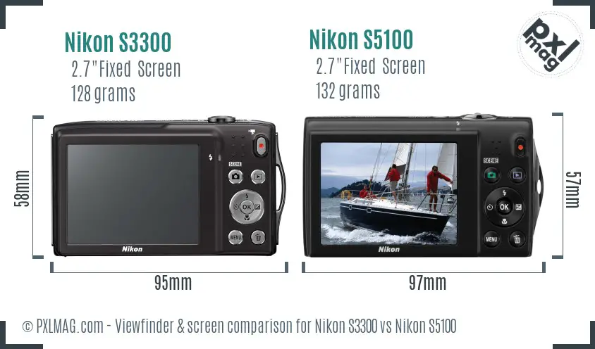Nikon S3300 vs Nikon S5100 Screen and Viewfinder comparison