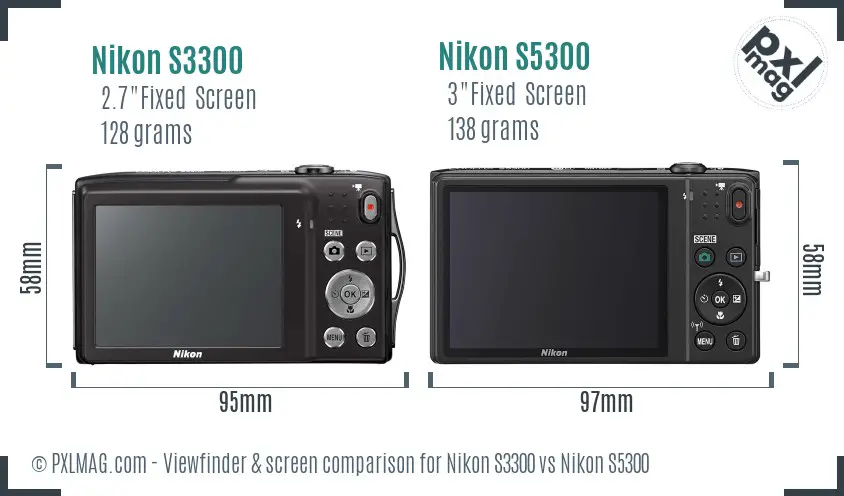 Nikon S3300 vs Nikon S5300 Screen and Viewfinder comparison
