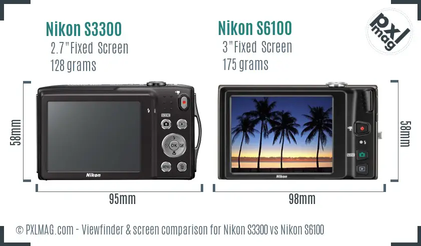 Nikon S3300 vs Nikon S6100 Screen and Viewfinder comparison