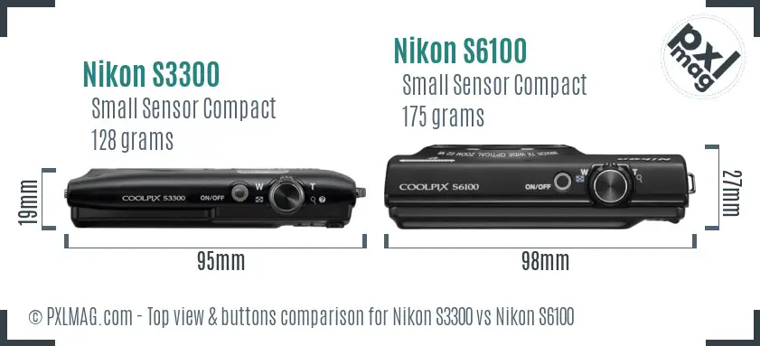 Nikon S3300 vs Nikon S6100 top view buttons comparison