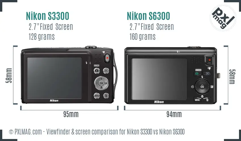 Nikon S3300 vs Nikon S6300 Screen and Viewfinder comparison