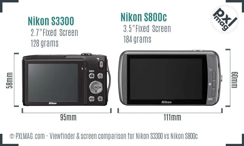 Nikon S3300 vs Nikon S800c Screen and Viewfinder comparison