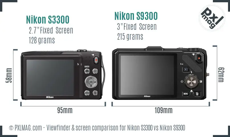 Nikon S3300 vs Nikon S9300 Screen and Viewfinder comparison