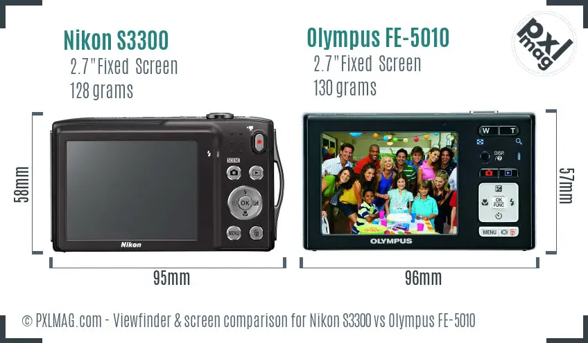 Nikon S3300 vs Olympus FE-5010 Screen and Viewfinder comparison