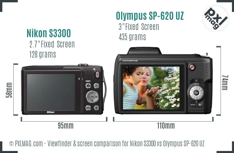 Nikon S3300 vs Olympus SP-620 UZ Screen and Viewfinder comparison Nikon S3300 vs Olympus SP-620 UZ Screen and Viewfinder comparison