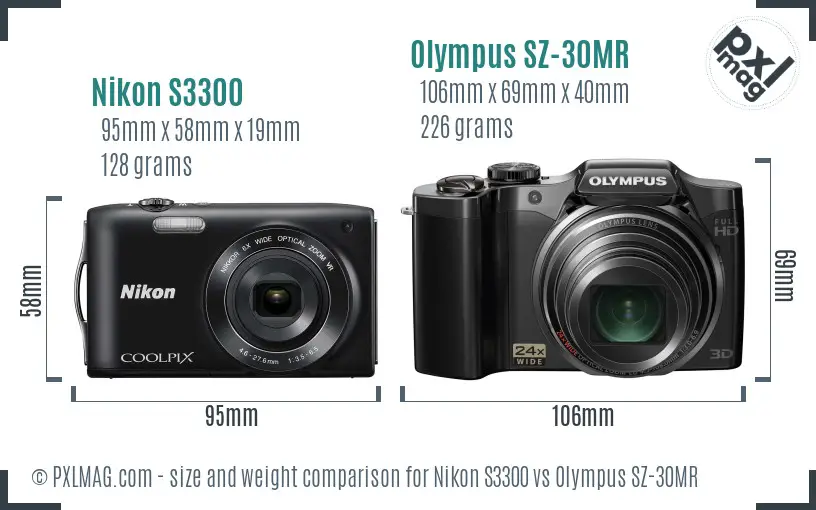 Nikon S3300 vs Olympus SZ-30MR size comparison Nikon S3300 vs Olympus SZ-30MR size comparison