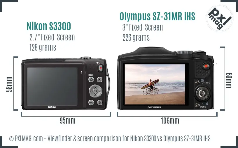 Nikon S3300 vs Olympus SZ-31MR iHS Screen and Viewfinder comparison Nikon S3300 vs Olympus SZ-31MR iHS Screen and Viewfinder comparison
