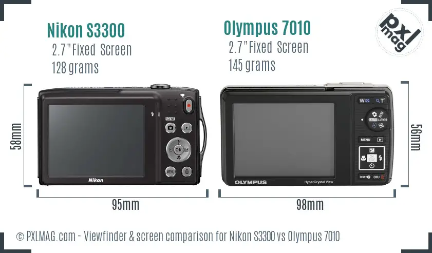 Nikon S3300 vs Olympus 7010 Screen and Viewfinder comparison