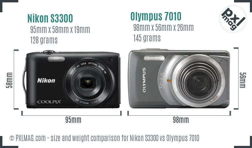 Nikon S3300 vs Olympus 7010 size comparison