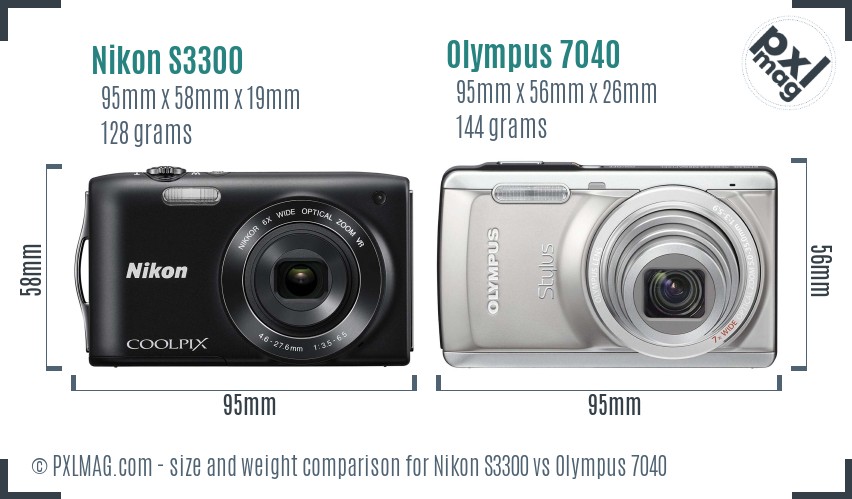 Nikon S3300 vs Olympus 7040 size comparison Nikon S3300 vs Olympus 7040 size comparison