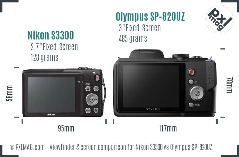 Nikon S3300 vs Olympus SP-820UZ Screen and Viewfinder comparison Nikon S3300 vs Olympus SP-820UZ Screen and Viewfinder comparison