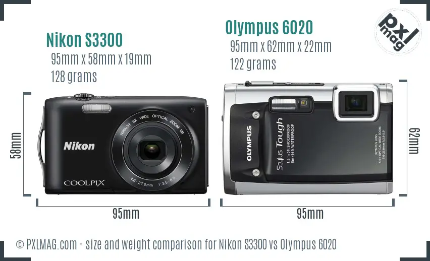 Nikon S3300 vs Olympus 6020 size comparison