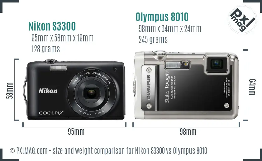 Nikon S3300 vs Olympus 8010 size comparison Nikon S3300 vs Olympus 8010 size comparison