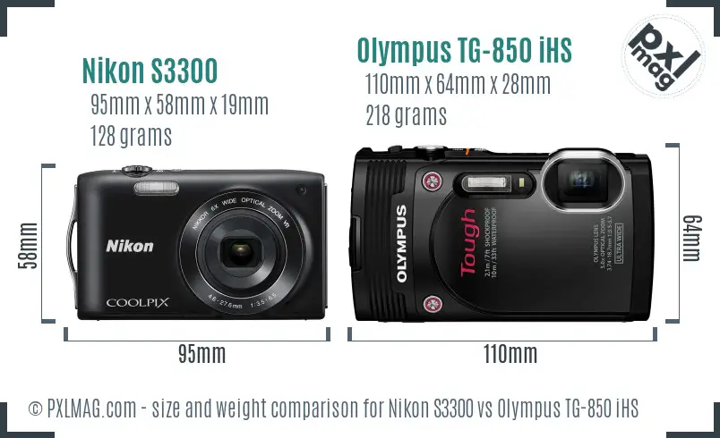 Nikon S3300 vs Olympus TG-850 iHS size comparison