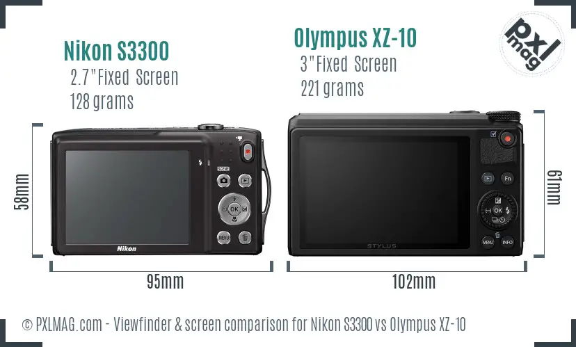 Nikon S3300 vs Olympus XZ-10 Screen and Viewfinder comparison Nikon S3300 vs Olympus XZ-10 Screen and Viewfinder comparison