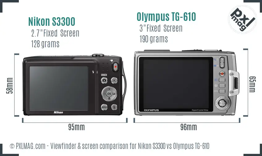 Nikon S3300 vs Olympus TG-610 Screen and Viewfinder comparison Nikon S3300 vs Olympus TG-610 Screen and Viewfinder comparison