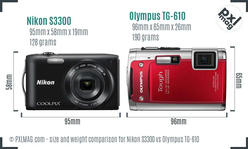 Nikon S3300 vs Olympus TG-610 size comparison Nikon S3300 vs Olympus TG-610 size comparison