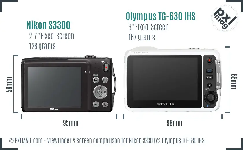 Nikon S3300 vs Olympus TG-630 iHS Screen and Viewfinder comparison