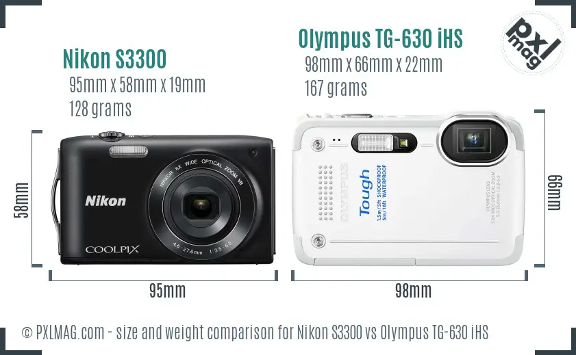 Nikon S3300 vs Olympus TG-630 iHS size comparison