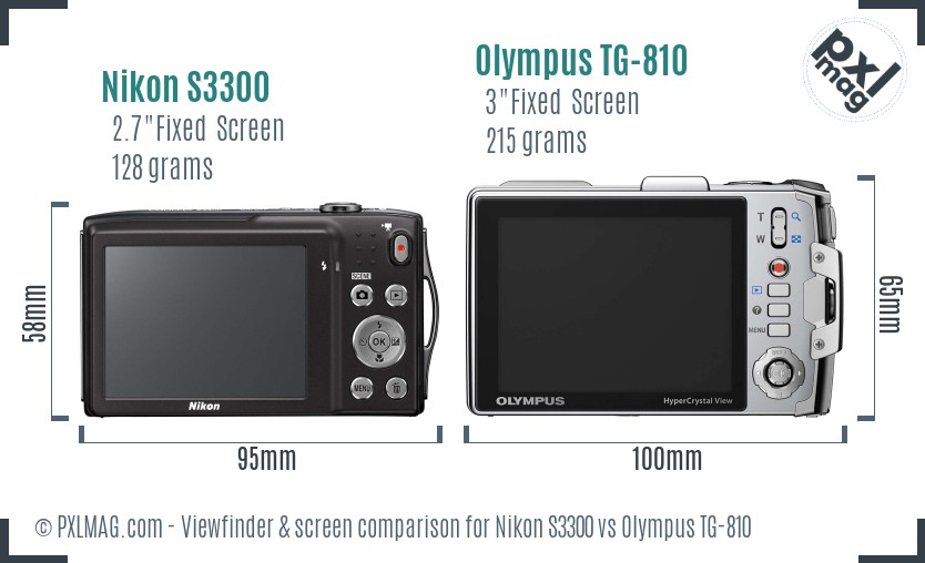 Nikon S3300 vs Olympus TG-810 Screen and Viewfinder comparison